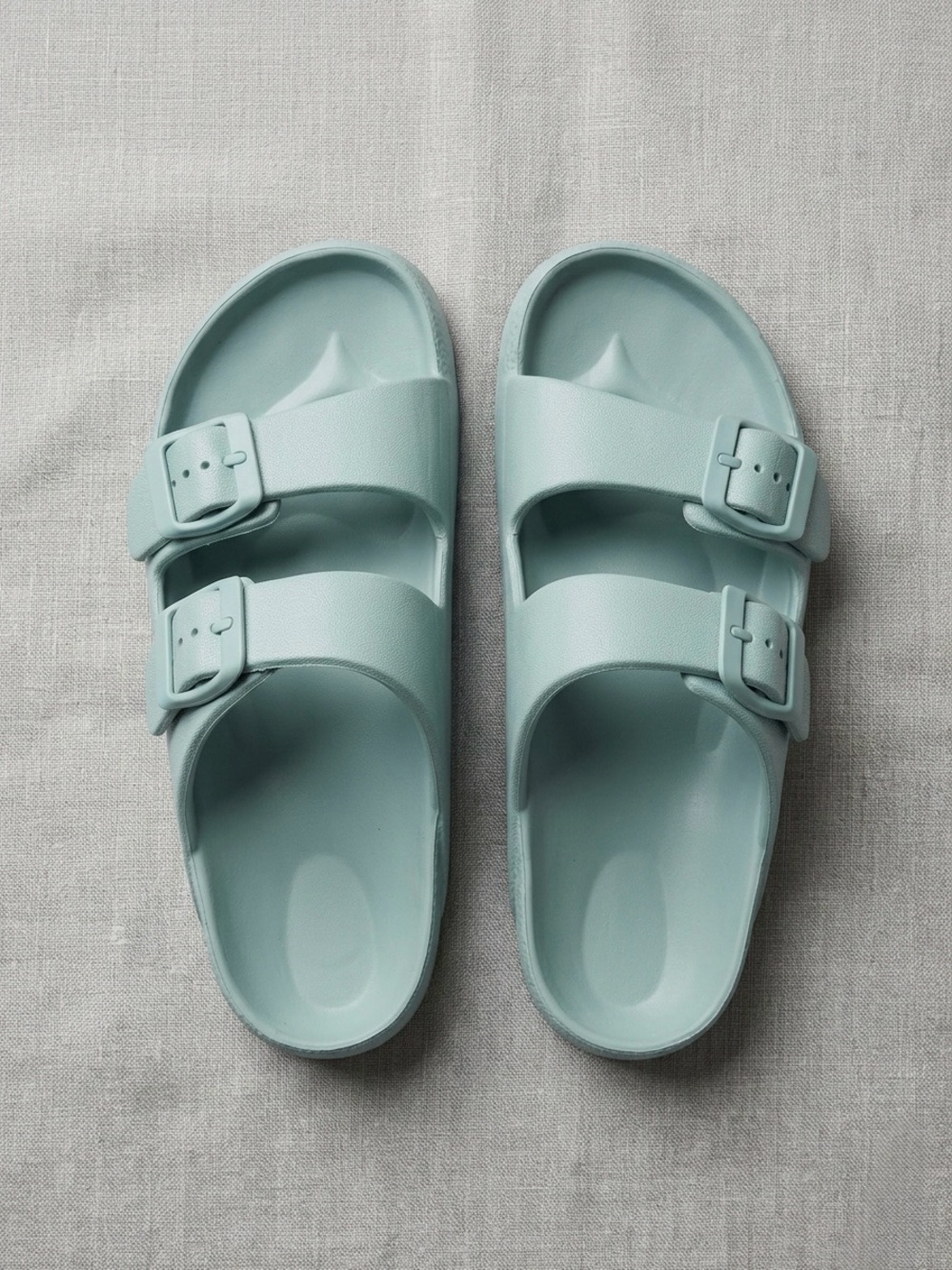 🌼2/30$ Women’s Double-Buckle Slide Sandals in Dusty Blue Sage